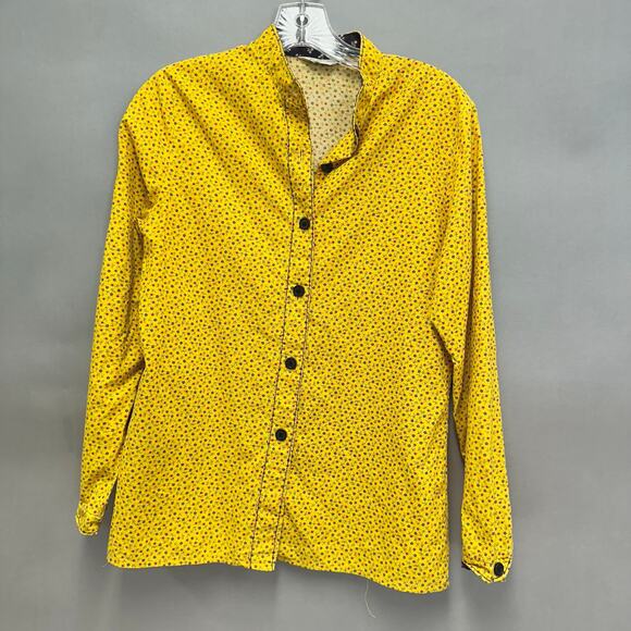 Vintage‎ 70s yellow twill floral print button up long sleeve top Size Small - Picture 6 of 16